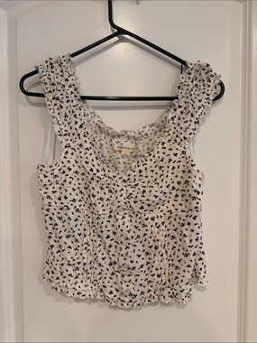 Aeropostale White Camisole with Black Floral Print